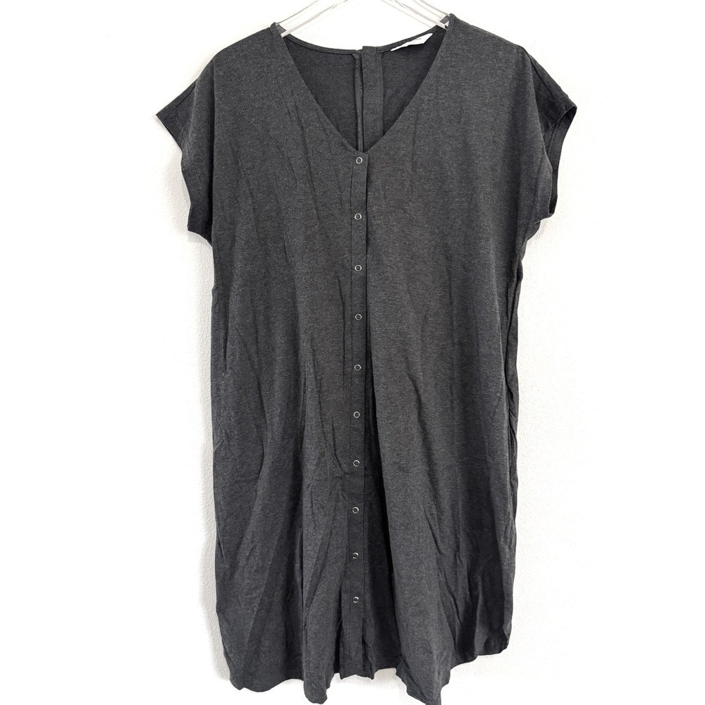 Seraphine | Organic Cotton Maternity & Nursing Labor Gown - Button-Down Grey